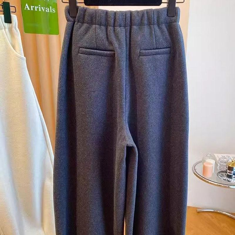 Pants for Women Thickened Stretchy Solid Colour Versatile Casual Elastic High Waist Long Trousers Pants