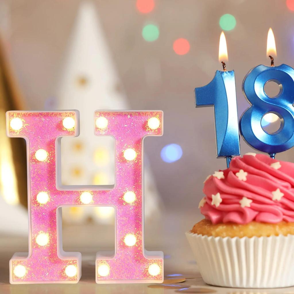 1pc Vibrant LED Lighting Letter - Battery Powered,Dimmable for Bedroom, Birthday Party, Wedding, Home, Christmas, and Eid Al-Adha Mubarak Decorations