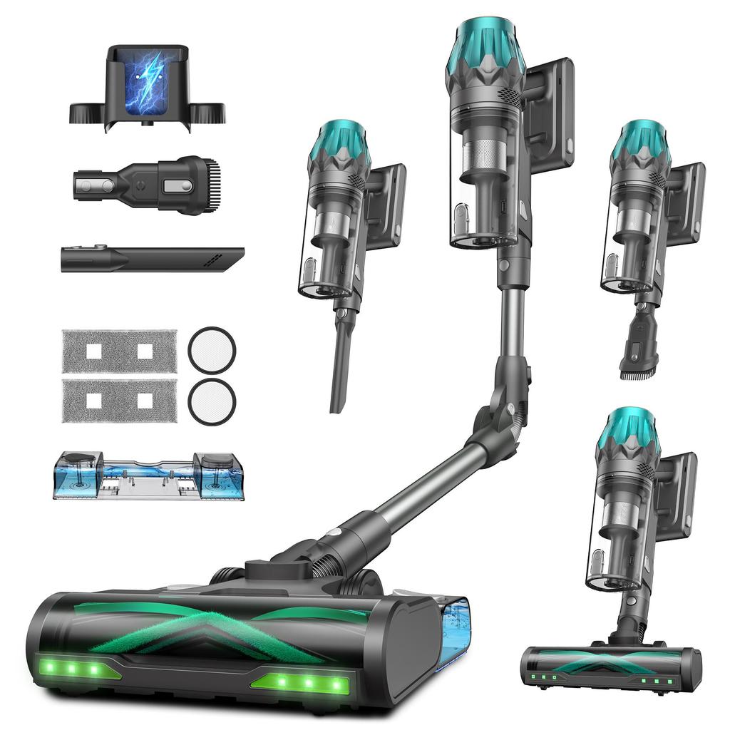 Aspirapolvere senza fili V15 Max 65000PA Spazzola Anti-groviglio Aspirapolvere Mocio 2-in-1 Aspirapolvere Portatile per Tappeti Peli di Animali