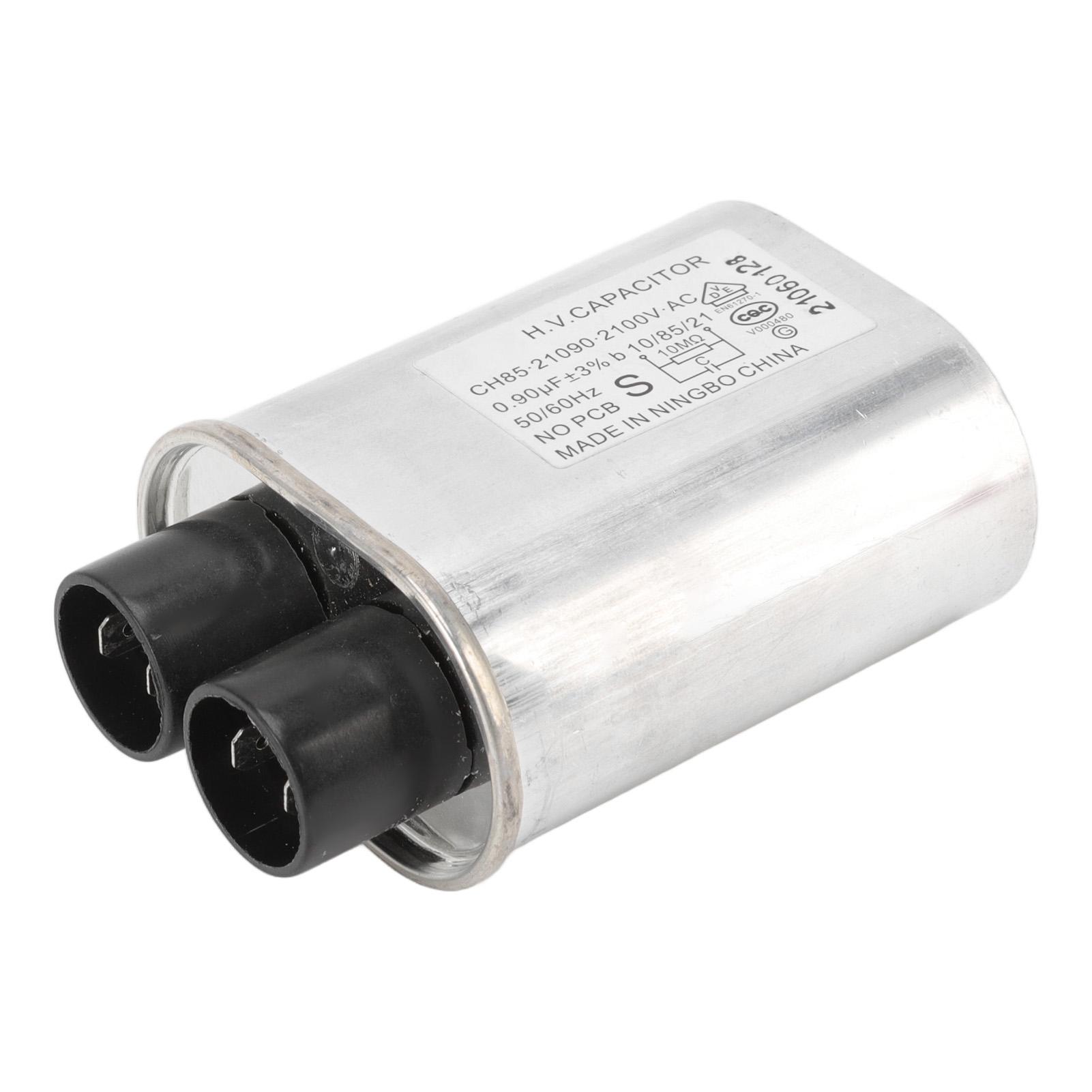 Magnetron Hoogspanningscondensator, 0,9UF 2100V Roestvrij Staal Vervangingsonderdeel, met 2+2 Kleine Inzetstukken, voor Magnetronovens