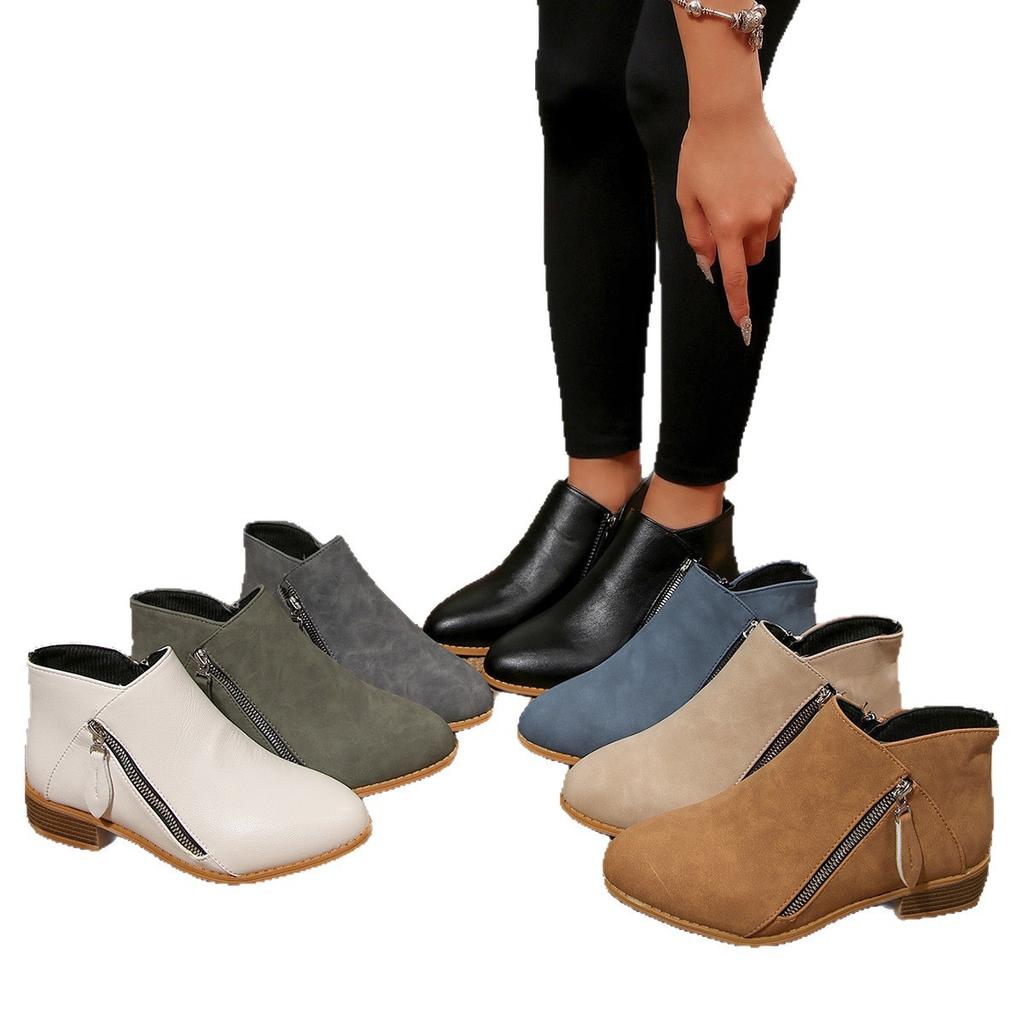 New Autumn/winter Women's Boots, Double Zipper, Plus Size Women's Ankle Boots