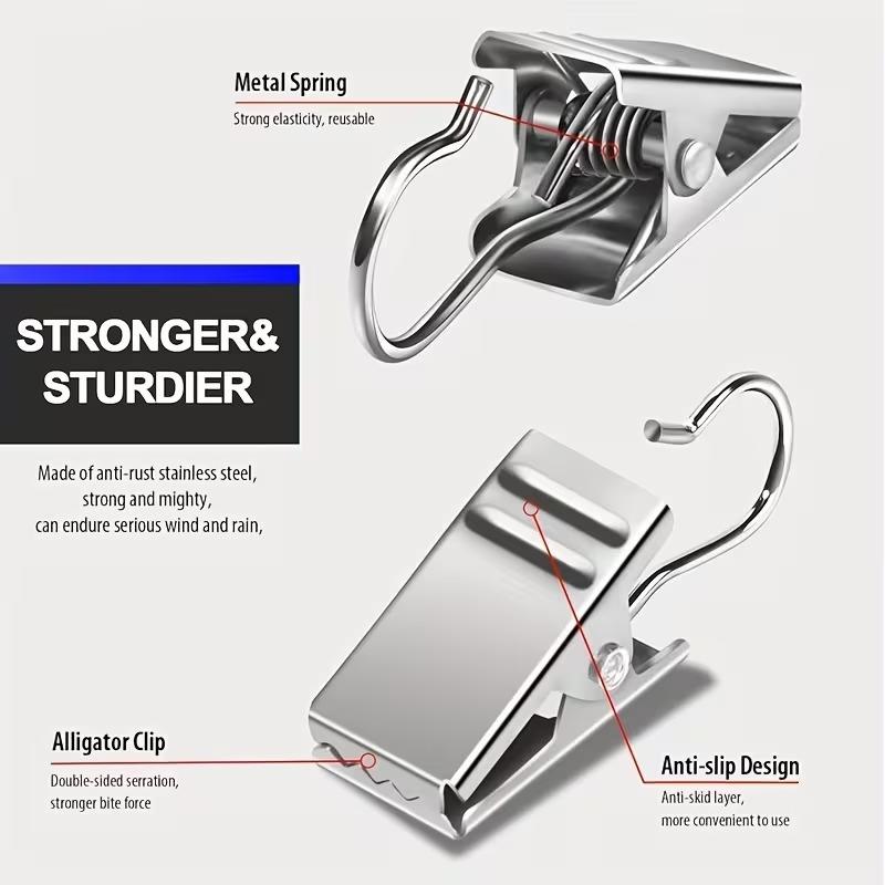 10-500pcs Stainless Steel Curtain Clips Window Curtain Hook Clips Drapery Hooks Replacement Hanging Display Photos Drapes Clamp