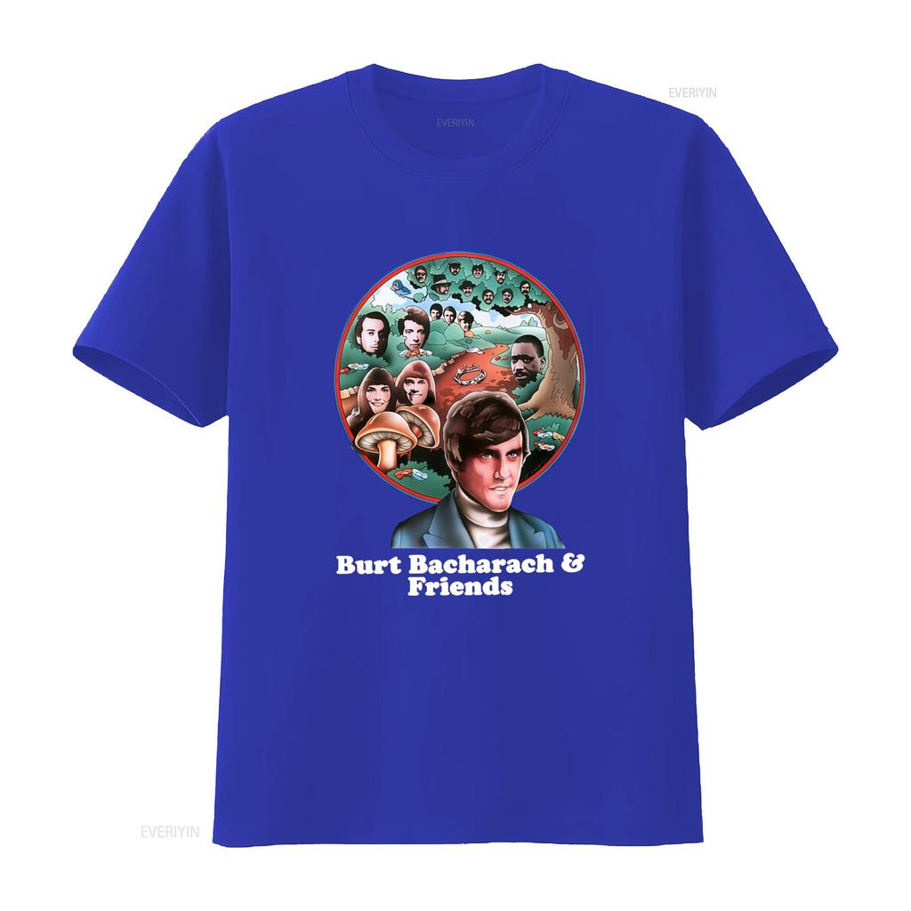 Burt Bacharach Friends Themed T Shirt Retro Art Design with Iconic Faces Nature Elements vintage Washed Versatile