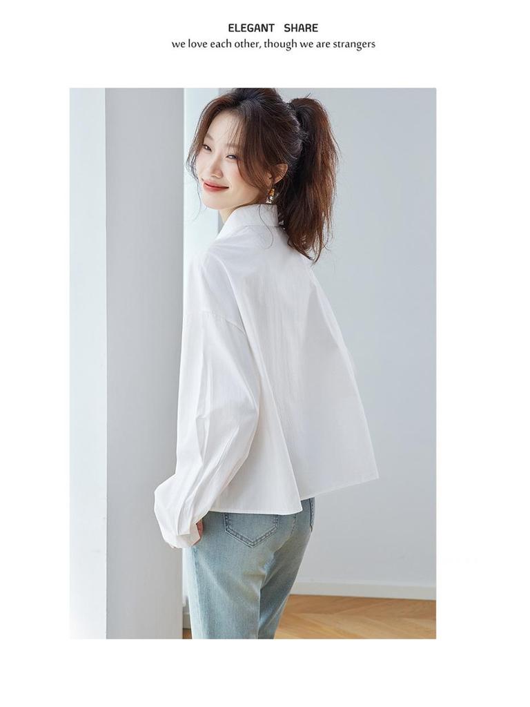 Damen besticktes Baumwollhemd - 2025 Frühher Herbst Lockerer Revers-Top, Altersminderndes Hübsches Langarm-Modedesign