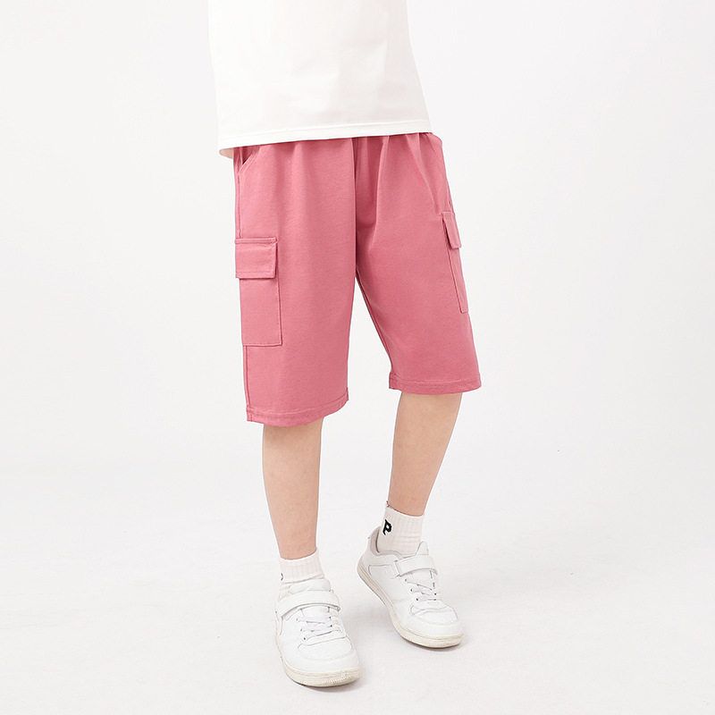 Summer Crawler K-style Kids Pure Color Sports Shorts Children's Quick-Drying Breathable Cargo Pants Girl Mid-Waist Pants