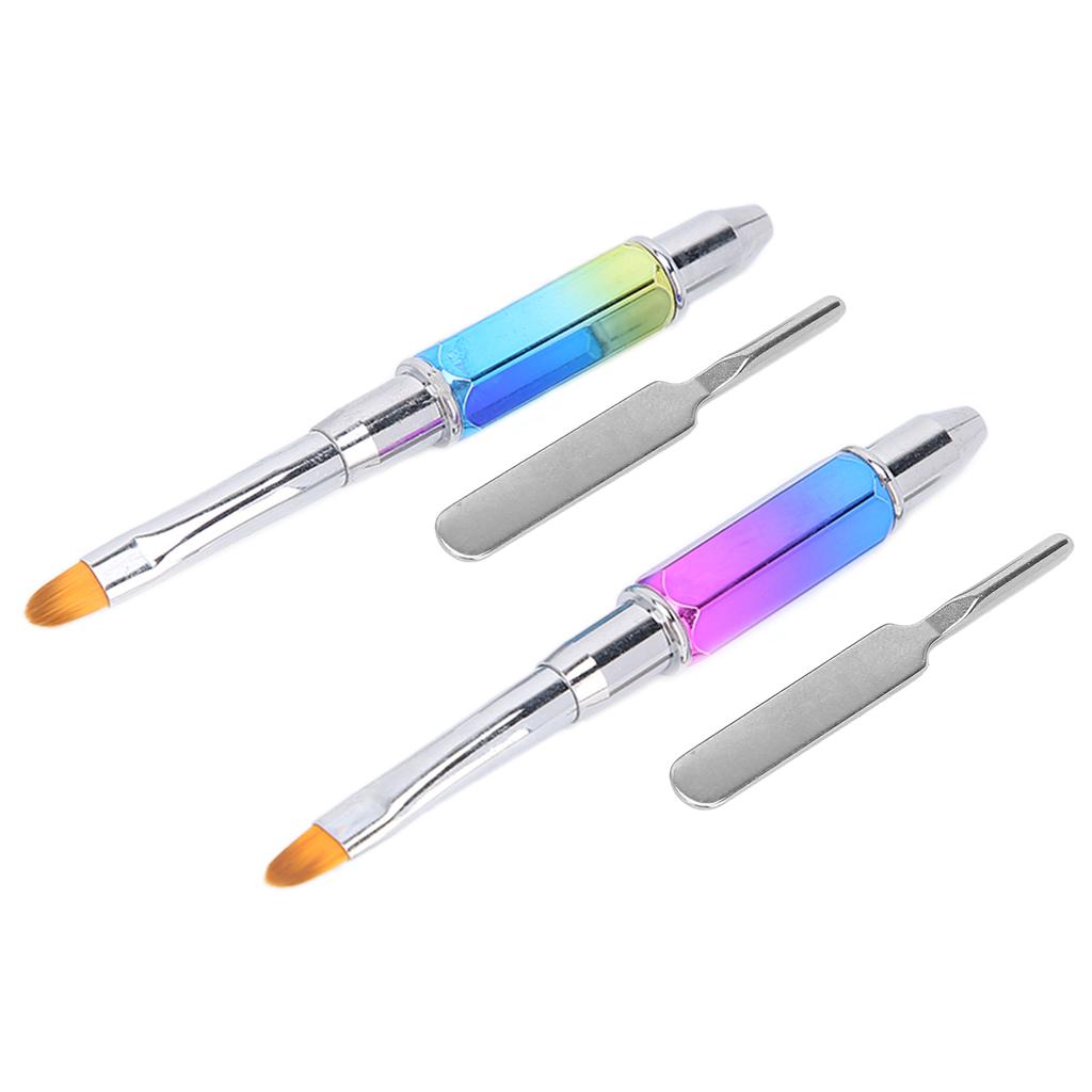2pcs DualEnded UV Gel Brush Picker Stainless Steel Portable Nail Brushes Manicure Tool