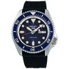 SEIKO SRPD93 wristwatch mens - 5 Sports automatic movement blue sunray dial bezel stainless steel case black silicone strap day date display.