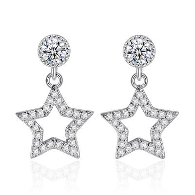 Geometric Round Silver Plated Stud Earrings Pastoral Female Pentagram Square Triangle Heart Earrings Earrings