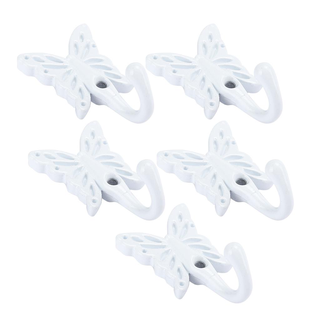 5PCs Clothes Hook Single Bow Type European Retro Zinc Alloy White Wardrobe Use 35 x 55MM