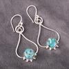 Blue Copper Turquoise Handmade Gemstone Earrings, 925 Solid Sterling Silver Earrings Antique Jewelry, For Engagement Gift