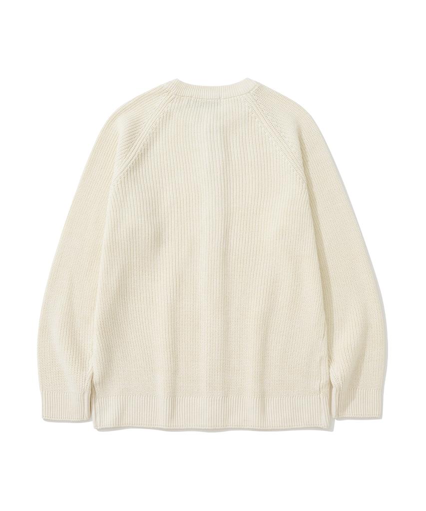 Knitted [Knitted X Fashion Planet] Cotton Waffle Round Cardigan Cream