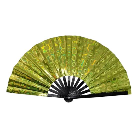 

Голографический складной веер, портативный переливающийся веер из ПВХ, радужный летний ручной веер, украшение для танцевального представления, реквизит для костюмов для вечеринок