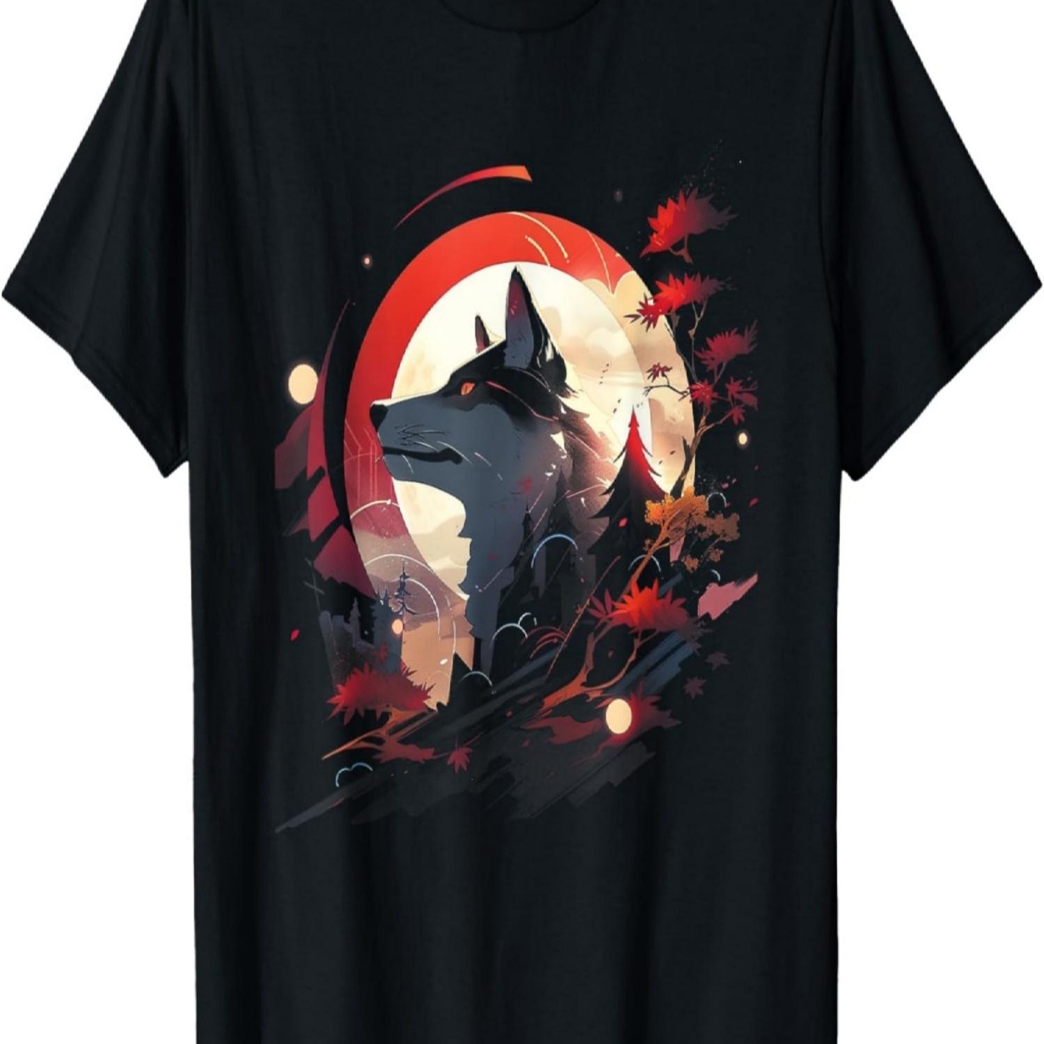 Japenese Wolf Wolves Manga Tokyo Cherry blossoms T-Shirt S