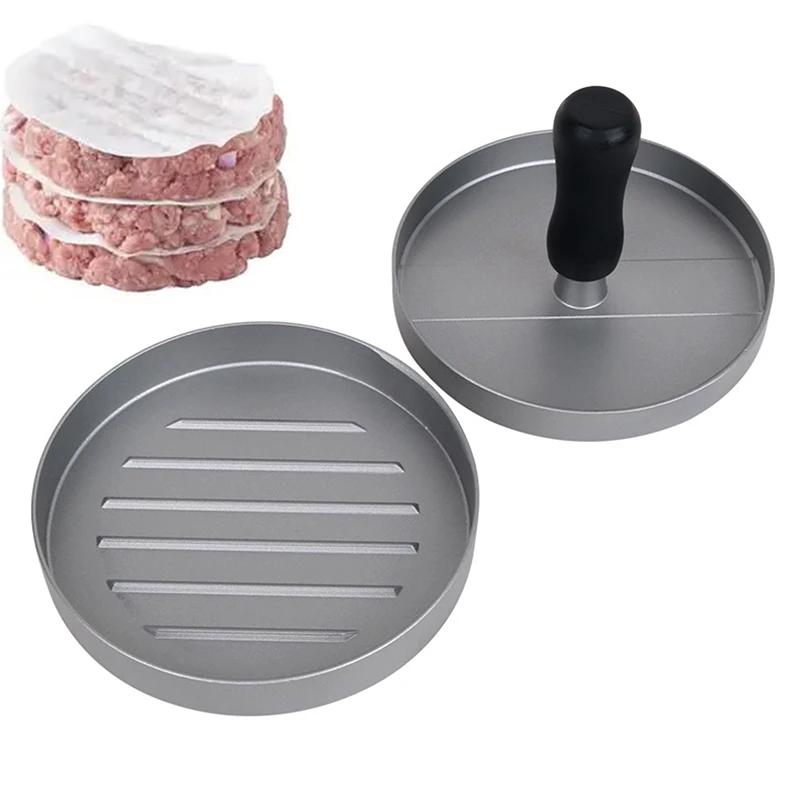 Högkvalitativ rund hamburgarform aluminiumlegering hamburgarkött nötkött BBQ burgarköttpress köksmatform