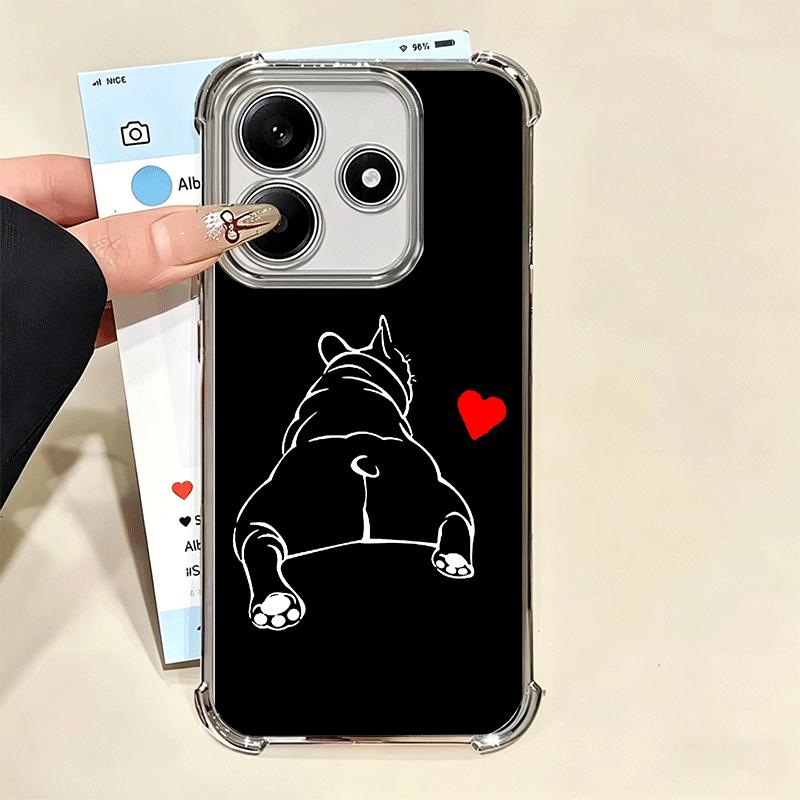 Französische Bulldogge Schwarz Design Beschichtung Handyhülle Für Xiaomi Redmi Note 14 15 Pro Plus 13 12 11 11S 11T 10 9S 9 5G Sturzfest Airaba