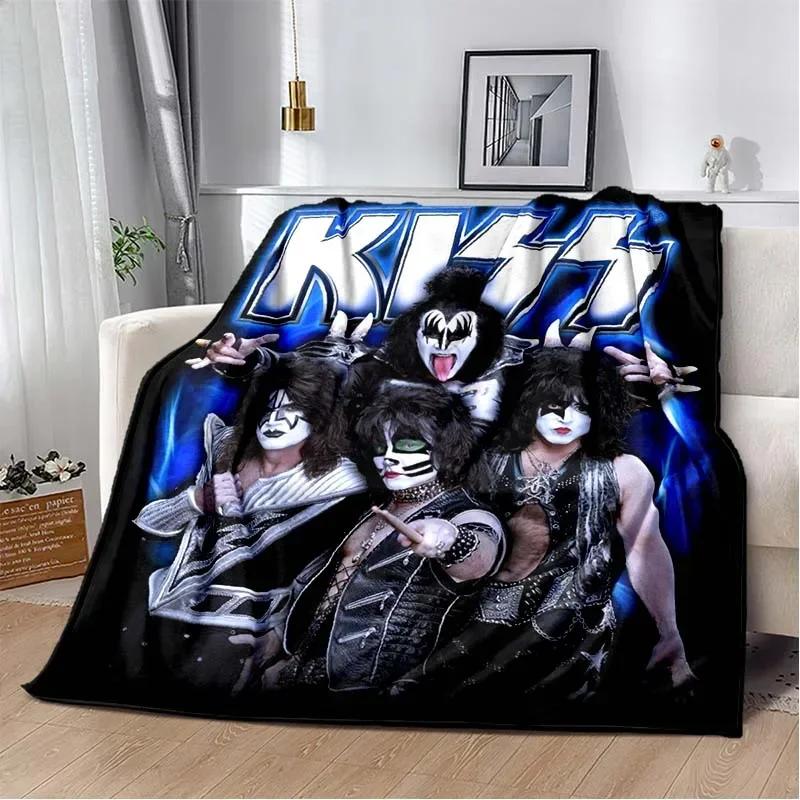 KISS Band Pattern Throw Blanket Light Weight Blanket for Living Room Bedroom Kidsroom Warm Blanket Christmas Gift