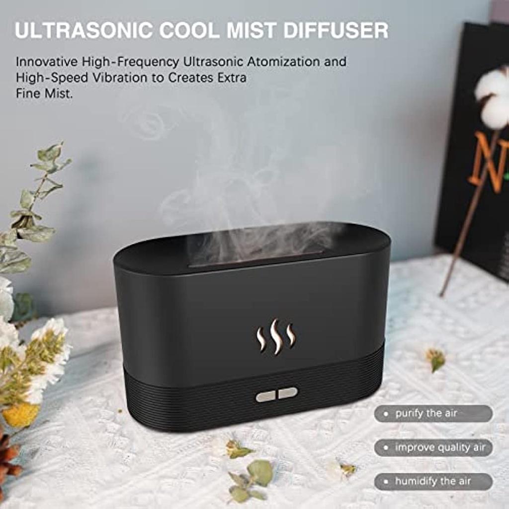Essential Oil Diffuser LED Ambient Ultrasonic Humidifier Portable Night Atmosphere Light With Special Flame Effect For Home/Office/Bedroom