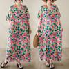 DIMANAF Women 2024 Plus Size Spring Summer Oversize Style Dress Beach Elegant Floral Long Dress Oversize Basic Loose Dress Plus Size 9037