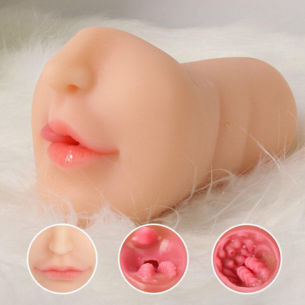 Realistic Oral 3D Deep Throat with Tongue Teeth Artificial Vagina Male Masturbator Realistic Pussy Oral Sex Toys for Men