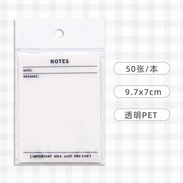 Transparent Sticky Note 50 Sheets Waterproof PET Material notessticky notes adhesive note writing notes office purposes