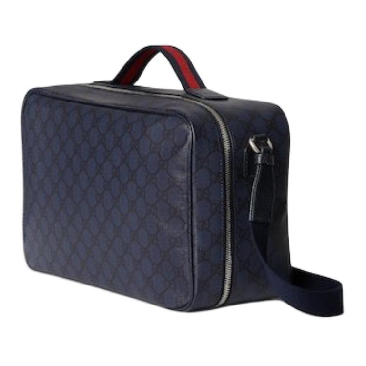 Gucci Tennis Series 8L Classic Double G Logo Print Leather Tote Bag Medium Men bags Dark-Blue 799872-FAEV0-8471