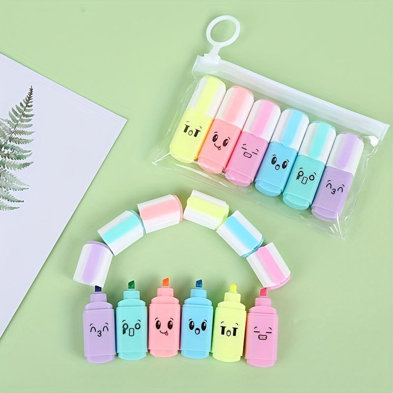 6pcs of Cute Mini Colorful Joyful Fluorescent Pens, Doodle Painting Hand Account Learning Colorful Expression Highlighter Pen Set