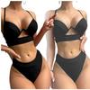 Push-up Bikini Swimsuit with Lace Up Black High Waist Cutout. L Push-up Bikini Swimsuit with Lace Up Black High Waist Cutout.