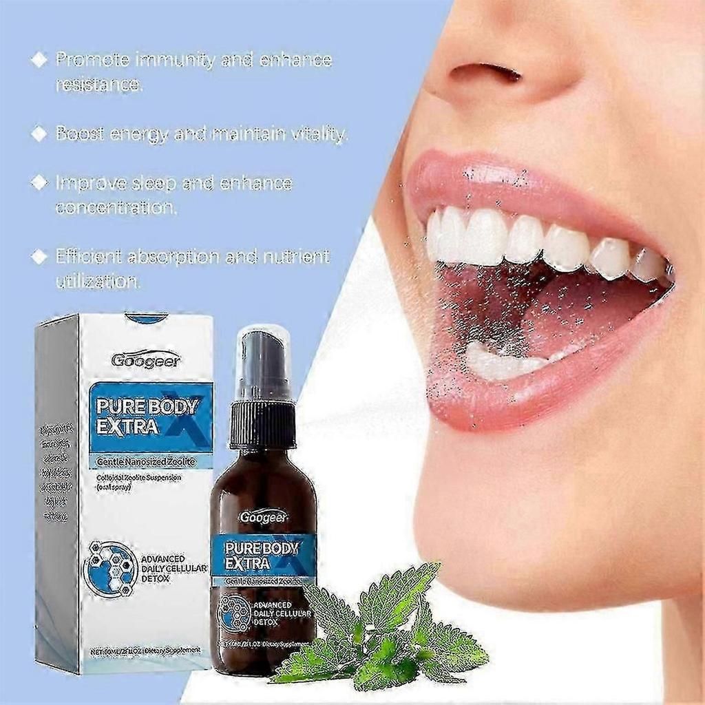 Pure Body Extra Nanosized Zeolite Spray Natural Daily Detox for Women Men Travel-Friendly Body Care Freshness