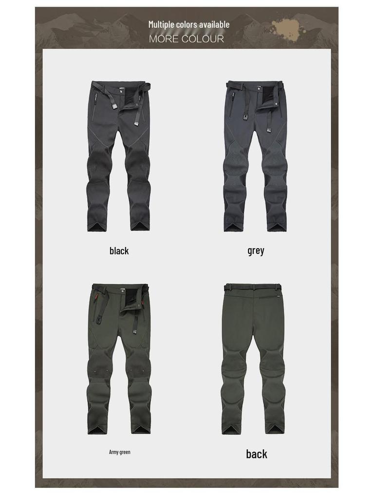 Men's Windproof Softshell Fleece Pants: Warm, Breathable, Wear-Resistant for Hiking In Autumn and Winter.