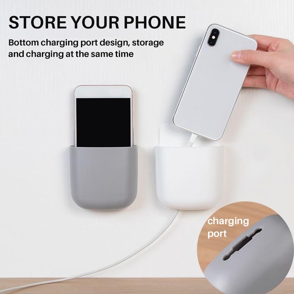 2PCS TV Remote Holder Portable Space Saving Wall Mounted TV Air Conditioner Remote Storage Box Grey Color
