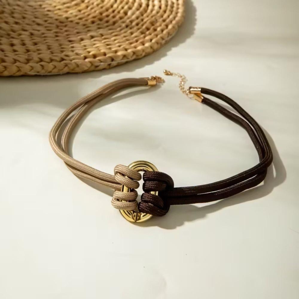 Two-Tone Braided Rope Necklace Adjustable Knotted Necklace Adjustable Choker Necklace Party Outfit