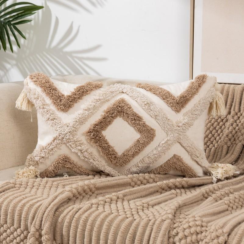 Tufted Tassel Pillow Case Bohemian Home Living Room Sofa Bedroom Tassel Back Cushion Core-Free Premium Durable