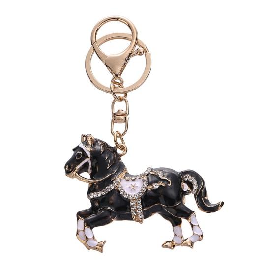 Keychain Pendant Horse Shape Rhinestone Inlaid Key Chain Diverse Color Backpack Keyring Key Accessory