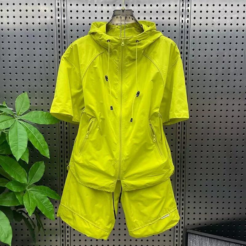Summer Thin Hooded Quick Drying Casual Suit Trendy Men's Couple Short Sleeved Shorts Youth Korean Version Loose Two-piece Set