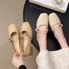 French imitation leather thick heel single shoes women's 2025 new commuter cheongsam shoes Mary Jane shoes shallow mouth medium high heels