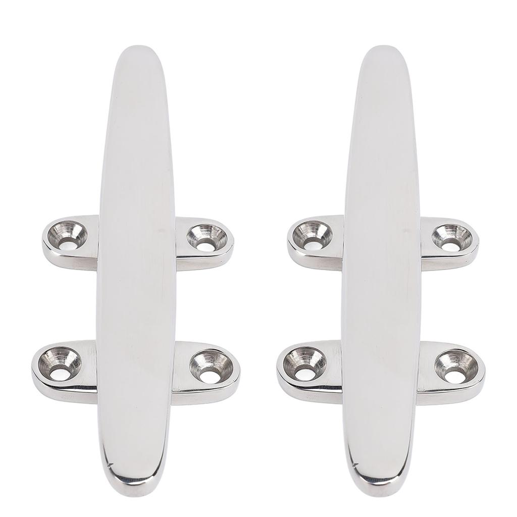 2Pcs 6in Boat Cleat 316 Stainless Steel Heavy Duty Flat Marine Grade Rope Cleat for Yacht Speedboat Cargo Ship
