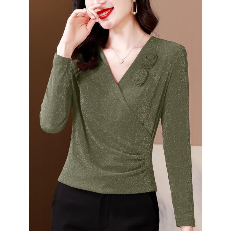 

Новая женская куртка с V-образным вырезом, сетчатая, облегающая фигуру, универсальная базовая рубашка с эффектом омоложения, модная рубашка с цветочным принтом 3XL