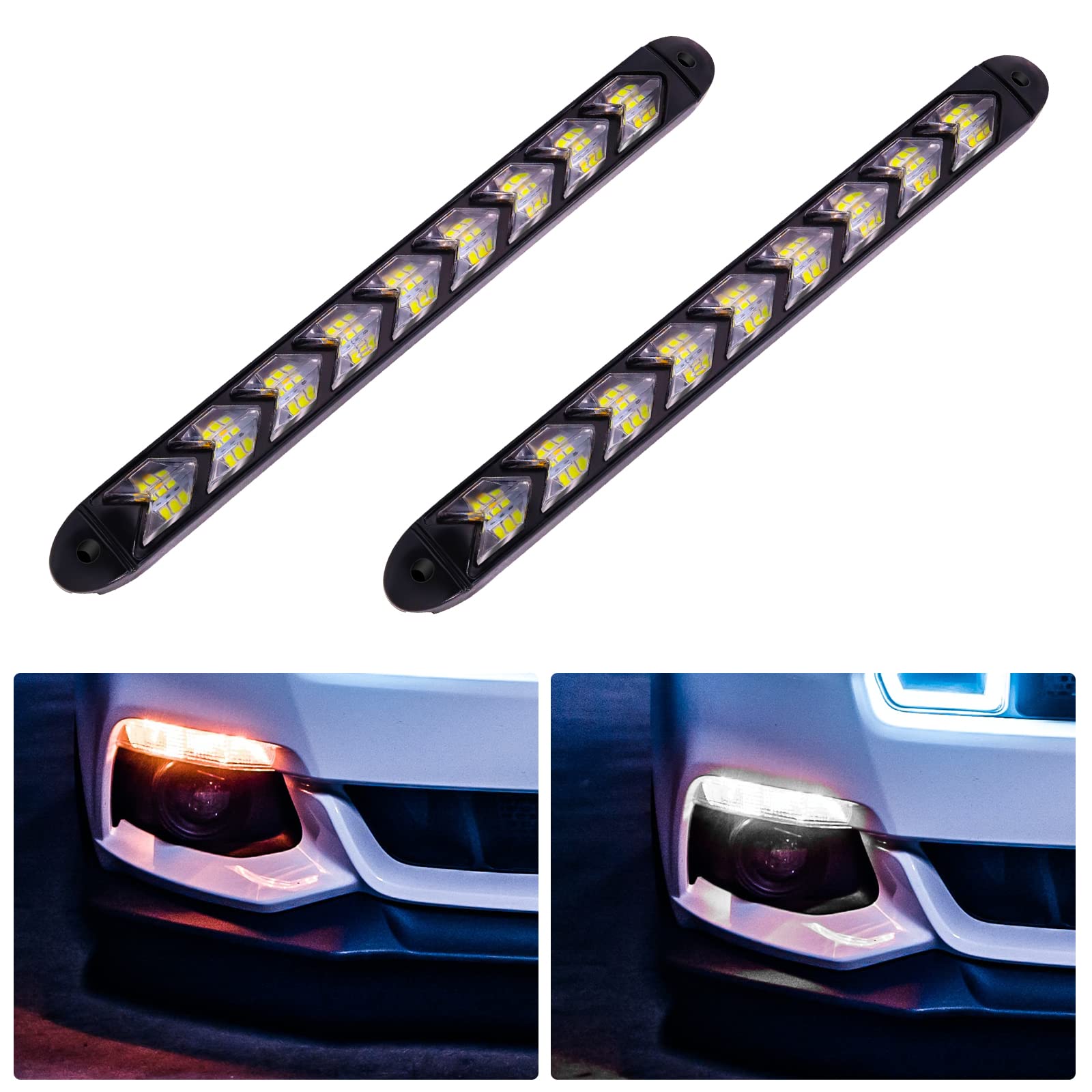 

Ygmylandbb Flowing Sequential Turn Signal LED Strip Lights for Fog Lamps and 9 LED DC12V Daytime Light and Turn Signal Light IP67 Waterproof and