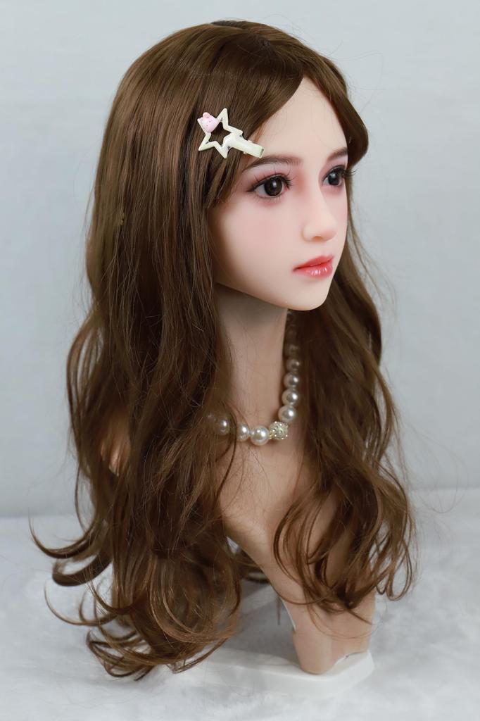 Figure Head TPE Head Wig 2 Connection Wig Type Brown Curls Not Only, High-quality Head, Only, Type, Methods, #363 - (stand Included)