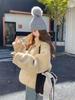 Reversible Suede & Lambswool Fur Hoodie Jacket: Women's Winter Stand Collar