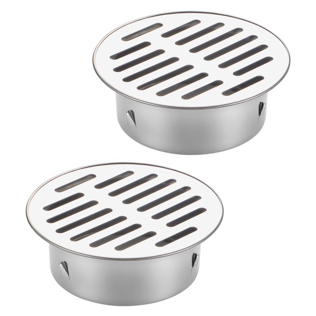 2 pièces Bonde de sol ronde robuste en acier inoxydable pour douche et salle de bain avec attrape-cheveux Finition brossée Installation facile