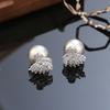 Swan full diamond zircon pearl stud earrings luxury high-end earrings S925 silver needle fashion personalized earrings women