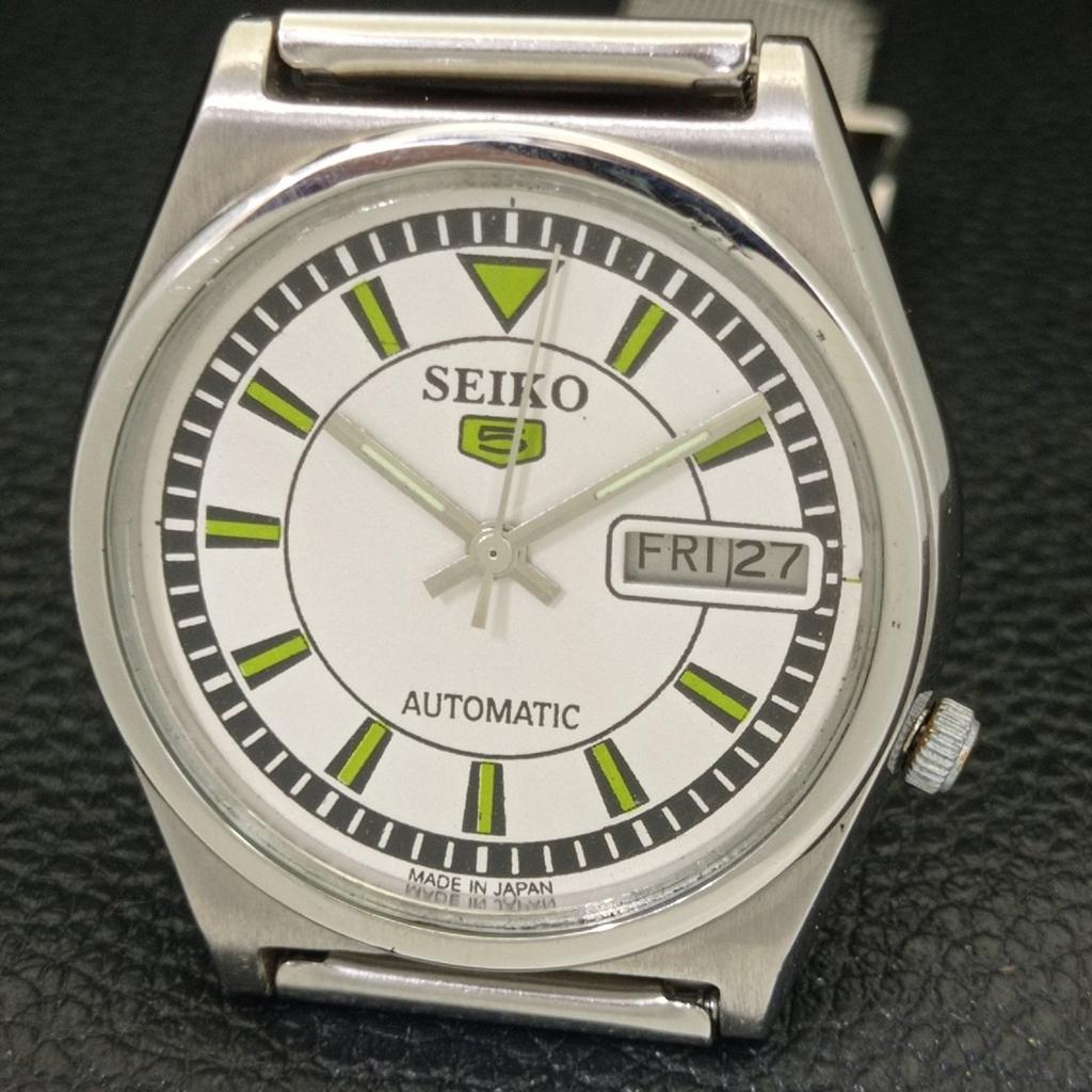 Seiko 5 AUTOMATIC VINTAGE JAPAN 7019A MENS WHITE COLOR DIAL WATCH A702099-5 R208-a702099