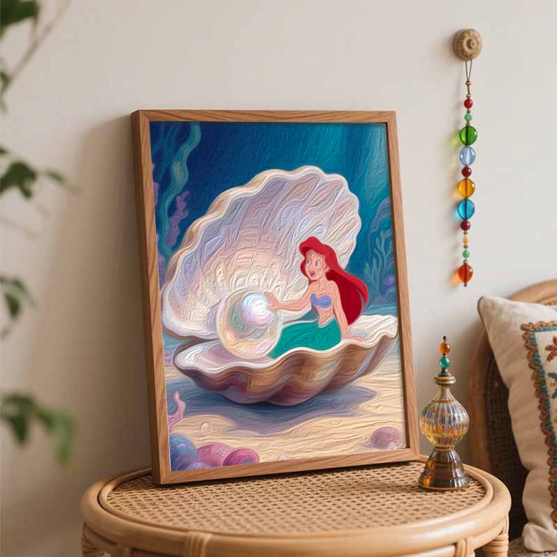 Disney Pictură în ulei digitală artă pictură sirenă subacvatică perlă handmade diy decorațiuni pentru casă