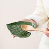 Green Leaf Ceramic Spoon Rest Keeps Counters Clean Kitchen Stove Top Counter Decorative Leaves Shape Spoon Holder Kitchen Gadgets