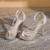 Crystal Platform High Heels Women Sandals Luxury Shoes Pointed Toe 2025 Trend Party Dress Pumps Wedding Bling Stiletto Open Toe