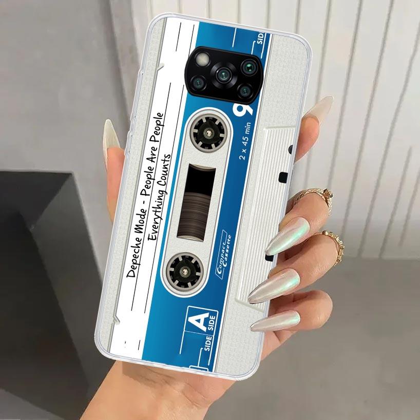 Vintage Magnetic Old Tape Cassette Phone Case for Xiaomi Poco X6 X5 X4 X3 Nfc F6 F5 F4 GT F3 F2 Pro F1 M5S M4 M3 5G Soft Funda P