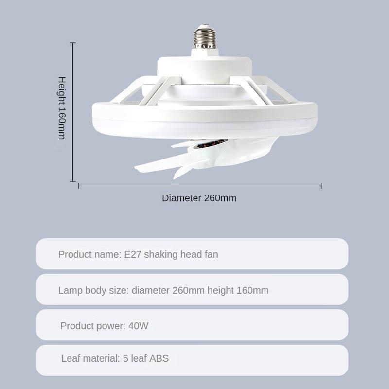 40W 360 ° Shake Head Fan Light Bedroom Remote Control LED Ceiling Fan Lamp Household Intelligent Timed Ceiling Light Fan
