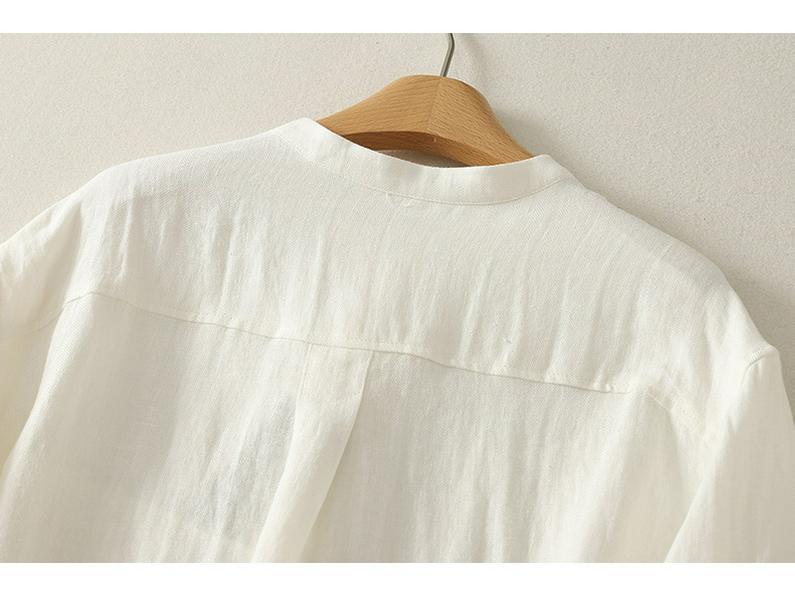 Retro Silver Buckle Zen Style White Linen Sun Protection Jacket