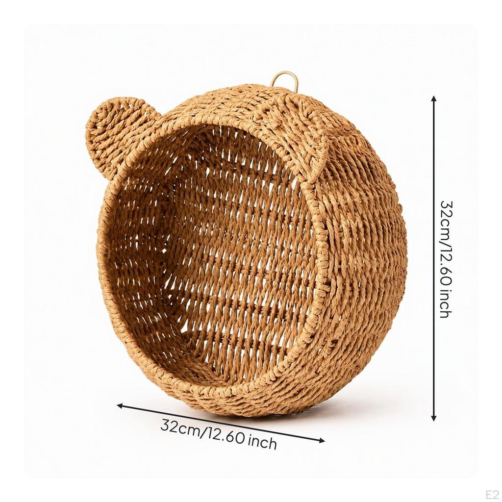 Woven Basket with FelineEars Handwoven CatEar Storage Decorative for Small Areas
